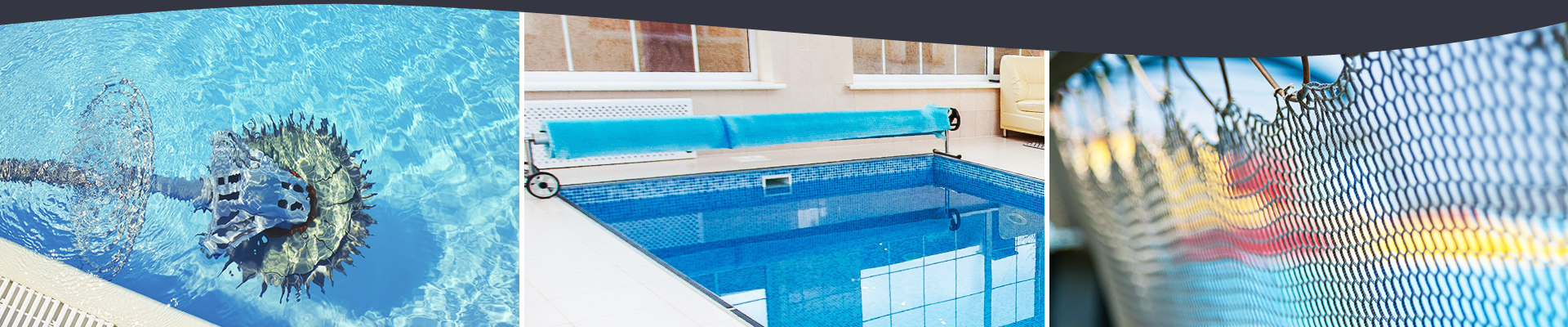 Bande photo d'équipements d'entretien de piscine